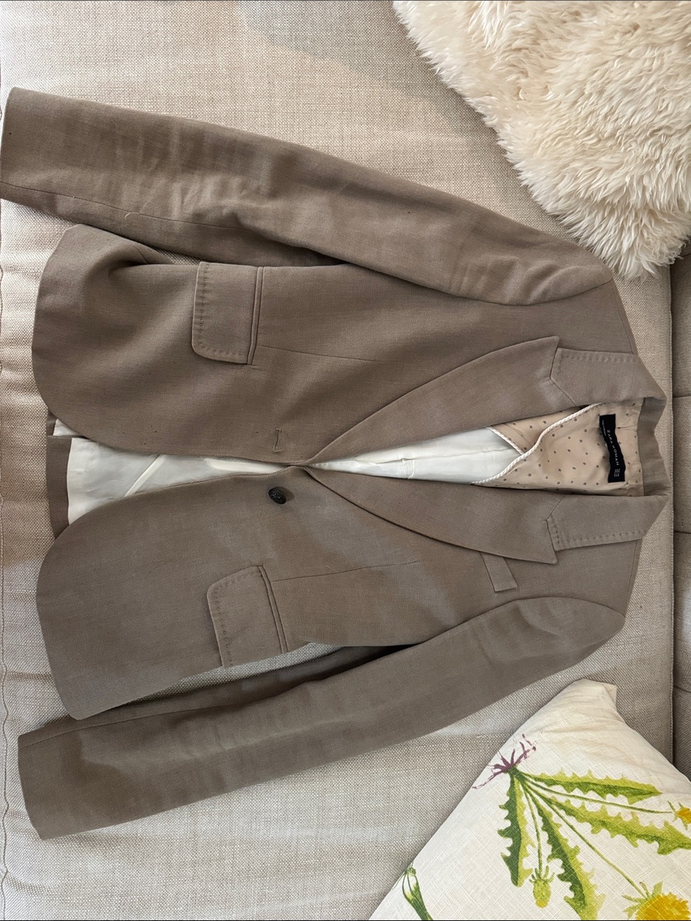 Zara Taupe Single-Button Blazer